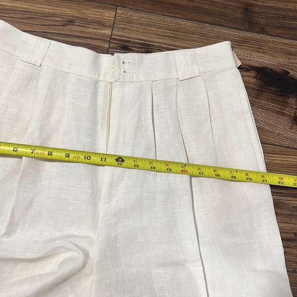 Linen blend neutral bermuda shorts, vintage, high waisted,size 16 - Picture 8 of 9